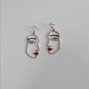 Charming Charlie Gold and Red Artistic Earrings